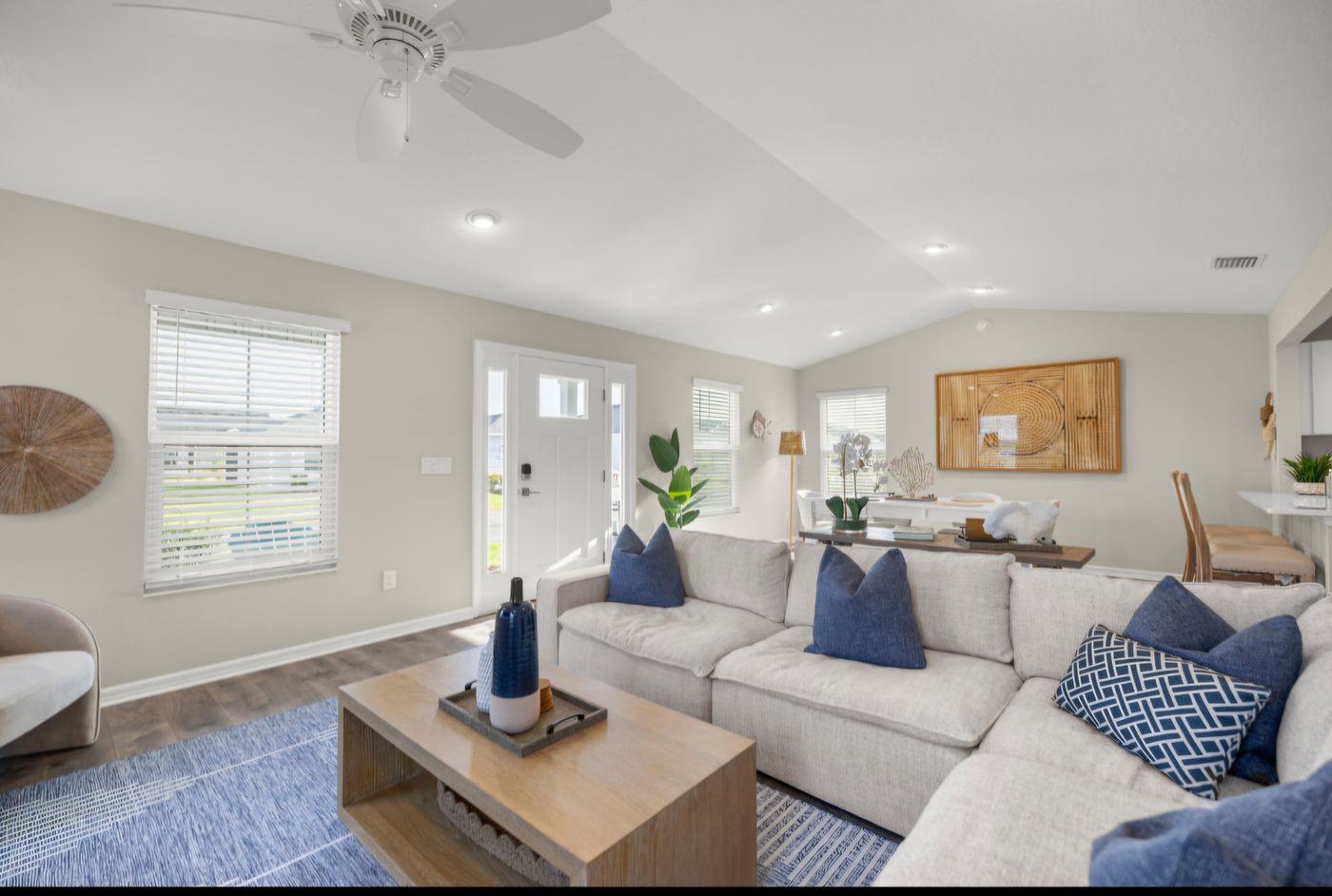 A fully furnished living room in a managed short-term rental in The Villages, Florida
