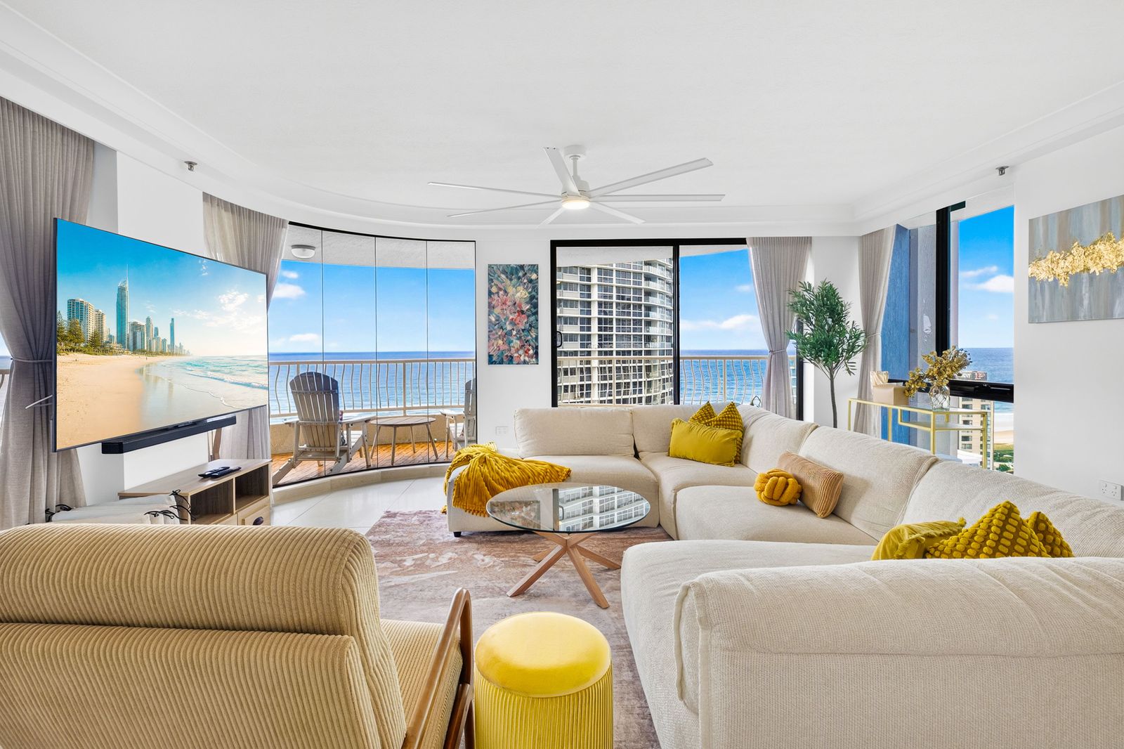 Ocean-View 2BR Walk to Beach, Dining & Rail