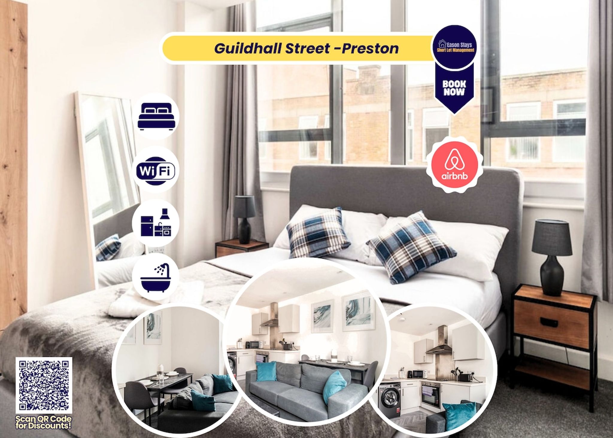 Preston PR1 Flat | 15% Off 7+Nights | Free Parking