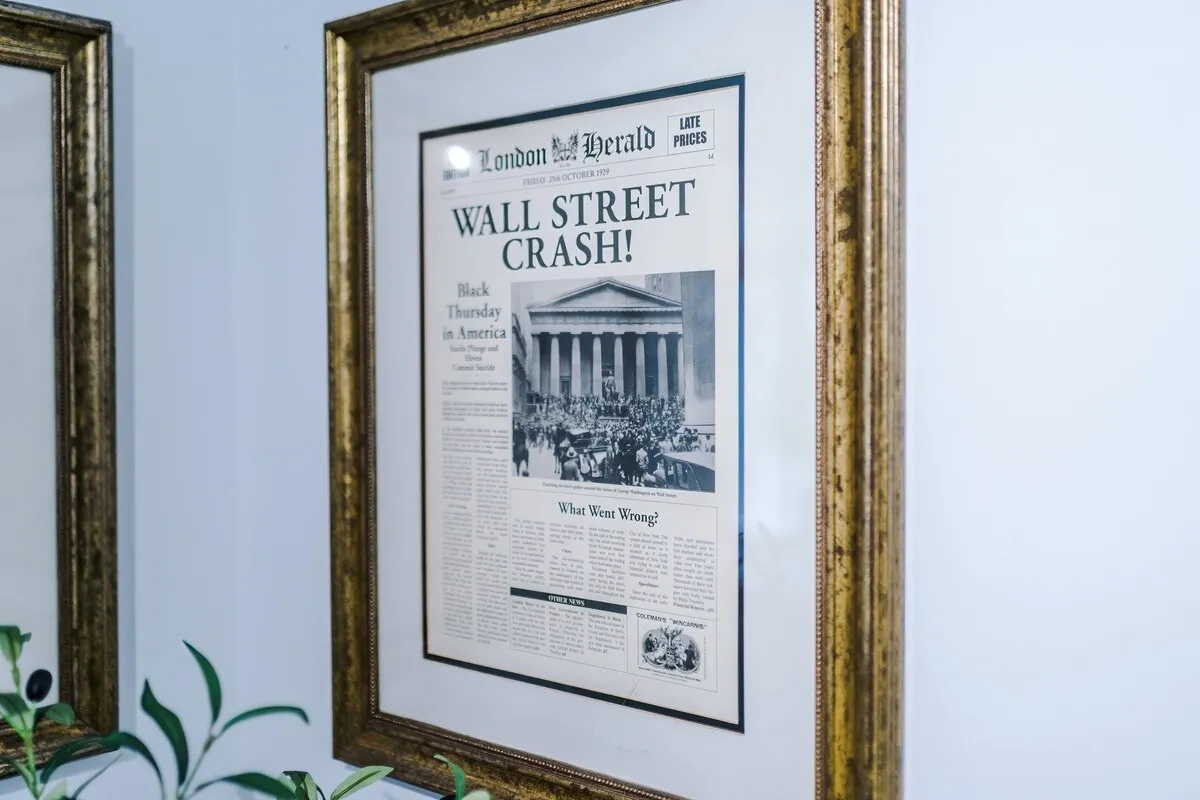 Framed vintage newspaper front page