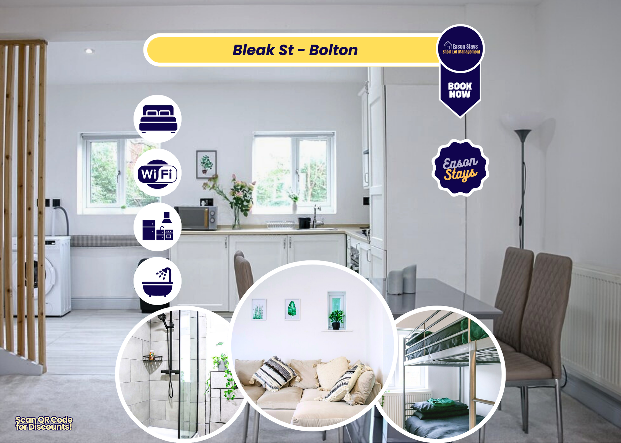Spacious 3 Bed House Bolton | Parking Sleeps 6