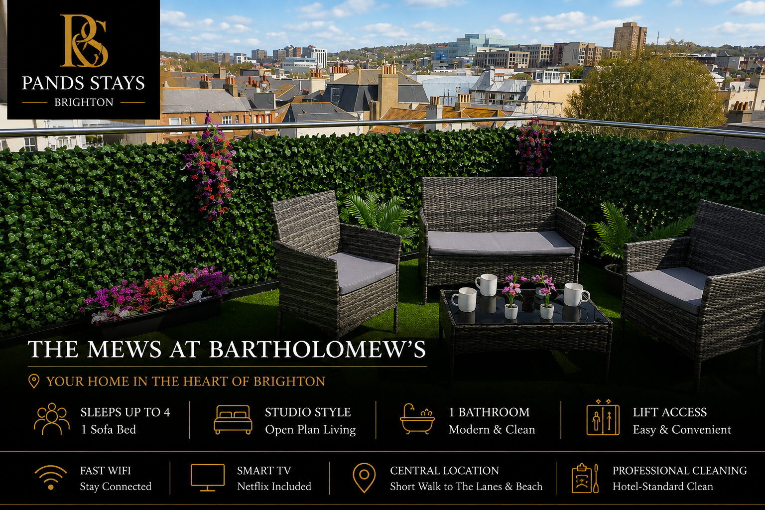Stylish 1 Bed Apartment Central Brighton Private Garden Sleeps 6